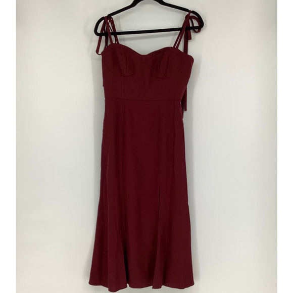 NEW Dessy Collection Size 6 Bustier Crepe Midi Dress Bow Straps $231 msrp I23-10 - Picture 3 of 10
